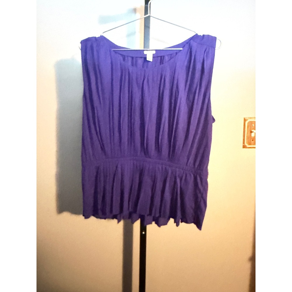 J.Crew Purple Pleated Peplum Sleeveless Blouse Top Style 97869 Womens Medium - Picture 1 of 4